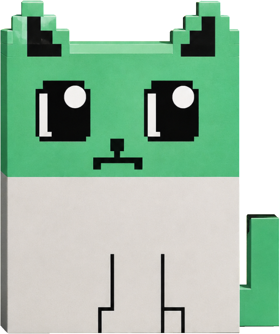 The Cat Callout Agent, a blocky green pixel cat